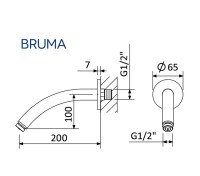 MEDIDAS BRAZO DUCHA MURAL BRUMA